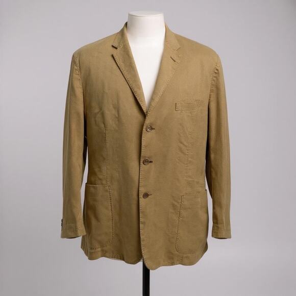 Johnston & Murphy Linen Blend Jacket Sz XL Beige Lightweight 3 Button Casual - Picture 1 of 12